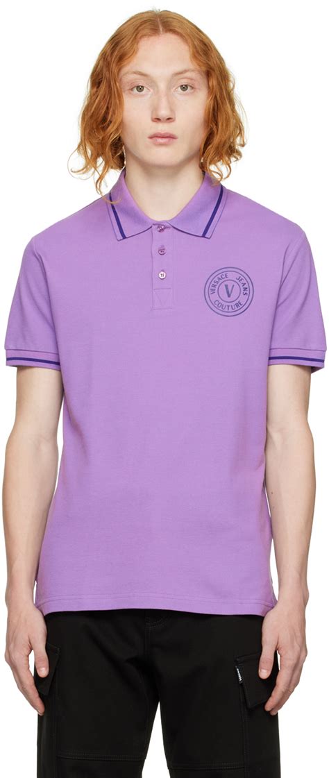 purple versace polo|versace long sleeve polo.